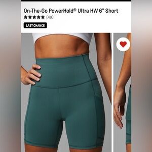 Fabletics On-The-Go PowerHold Ultra HW 6" Shorts - Green